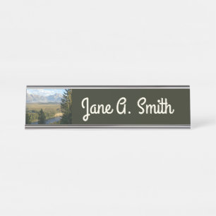 Porte-nom Pour Bureau Montagnes et rivière de Jackson Hole