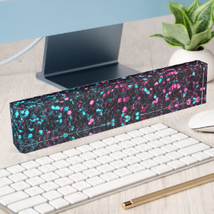 Porte-nom Pour Bureau Mosaïque scintillante rose bleu paillettes