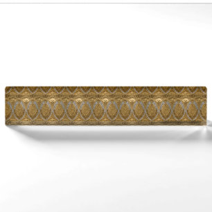 Porte-nom Pour Bureau Motif Art Déco Argent et Or