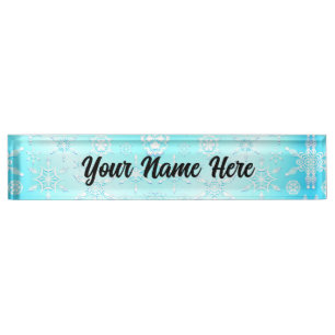 Porte-nom Pour Bureau Motif Crystal Snowflakes