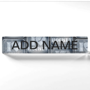 Porte-nom Pour Bureau Motif d'amour du hockey