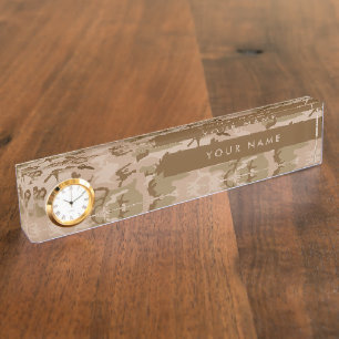 Porte-nom Pour Bureau Motif de camouflage du désert, Votre nom, Personna