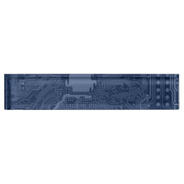 Porte-nom Pour Bureau Motif de circuit Geek bleu