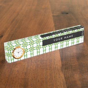 Porte-nom Pour Bureau Motif de feuille, feuilles vertes, votre nom