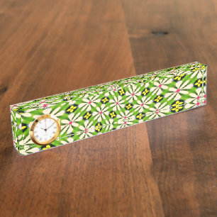 Porte-nom Pour Bureau Motif de fleurs esthétiques