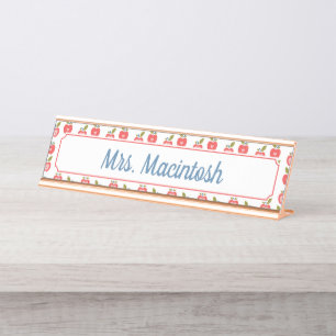 Porte-nom Pour Bureau Motif de la pomme rouge et du coeur Professeur per