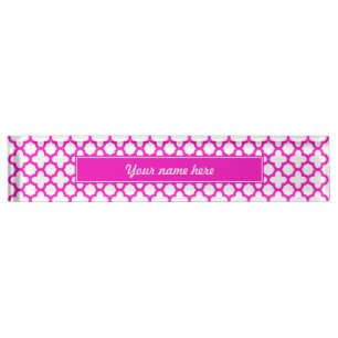 Porte-nom Pour Bureau Motif de Quatrefoil rose choquant