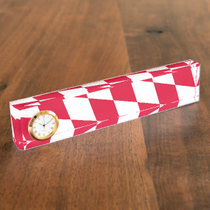 Porte-nom Pour Bureau Motif du drapeau diamant de Bavière rouge et blanc