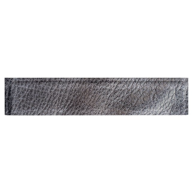 Porte-nom Pour Bureau Motif en cuir noir (Devant)