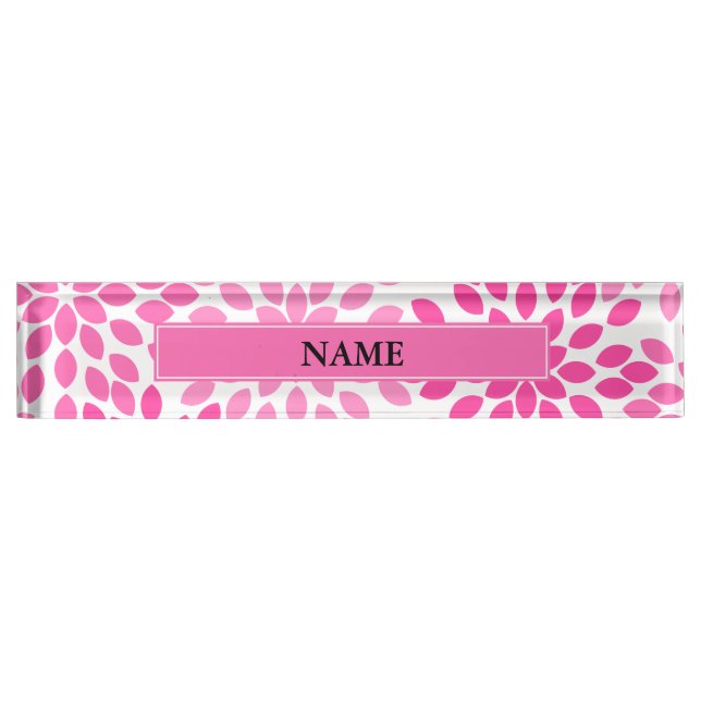 Porte-nom Pour Bureau Motif Floral moderne rose chaud (Devant)
