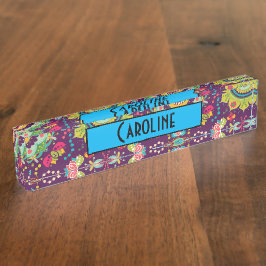 Porte-nom Pour Bureau Motif Mandala Rétro