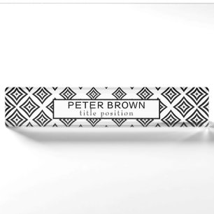 Porte-nom Pour Bureau Motif noir Rhomboid