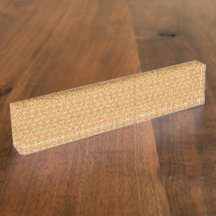 Porte-nom Pour Bureau Motif symétrique orange, jaune et marron w