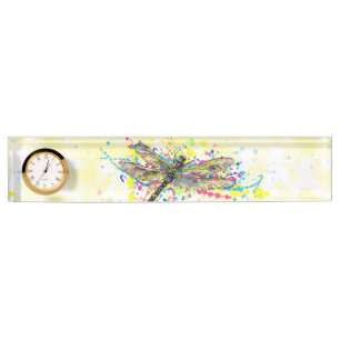 Porte-nom Pour Bureau Mouche dragonfly à l'aquarelle tendance mignonne