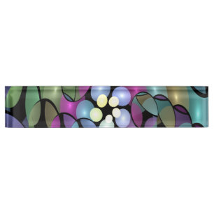 Porte-nom Pour Bureau Mouvements colorés Abstrait Trippy Fractal Art