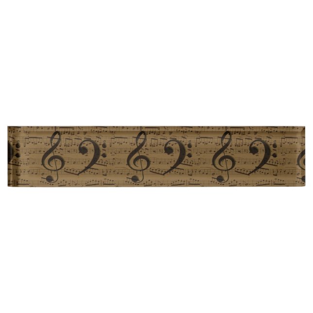 Porte-nom Pour Bureau Musical Treble Clef Sheet Musique Classique (Devant)