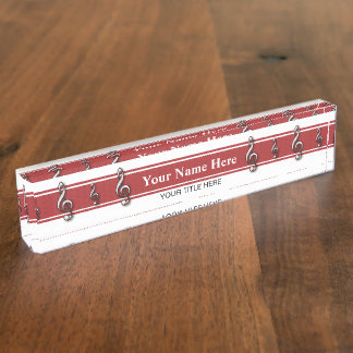 Porte-nom Pour Bureau Musique rouge de clef triple