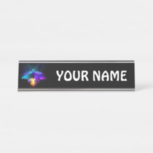 Porte-nom Pour Bureau Neon Firefly sur noir