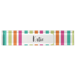 Porte-nom Pour Bureau Neon rainbow rayures amusant rétro