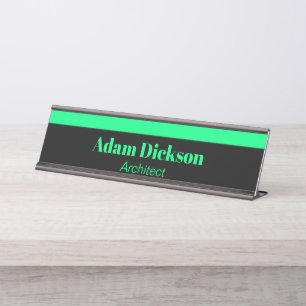 Porte-nom Pour Bureau Neon vert rayures noir
