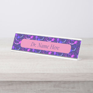 Porte-nom Pour Bureau Neurones connectés Neon Purple