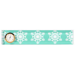 Porte-nom Pour Bureau Noël à Tiffanys Aqua Blue Snowflakes