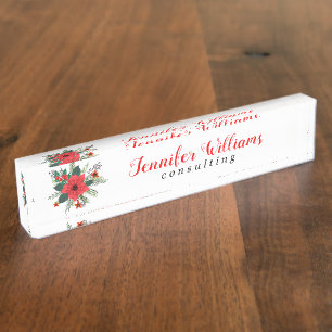 Porte-nom Pour Bureau Noël Poinsettia Bouquet GR2