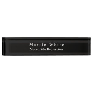 Porte-nom Pour Bureau Noir élégant Noir Blanc Professionnel moderne