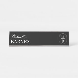 Porte-nom Pour Bureau Noir et blanc minimaliste moderne