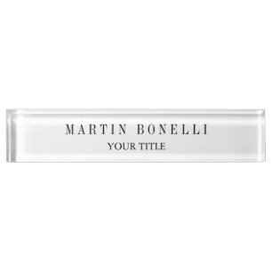 Porte-nom Pour Bureau Noir et blanc professionnel mince