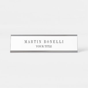 Porte-nom Pour Bureau Noir et blanc professionnel mince