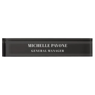 Porte-nom Pour Bureau Noir et gris élégant simple uni professionnel