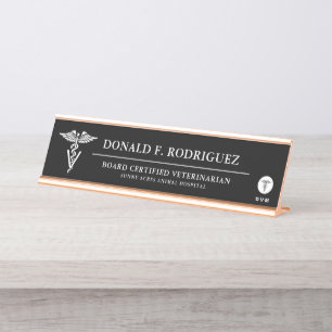 Porte-nom Pour Bureau Noir personnalisé de médecine vétérinaire
