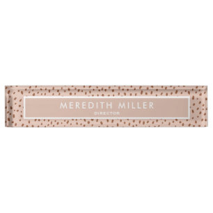 Porte-nom Pour Bureau Nom Beige tendance avec Terracotta Boho Brown
