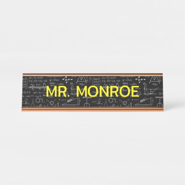Porte-nom Pour Bureau Nom de l'enseignant de mathématiques personnalisé  (Devant)
