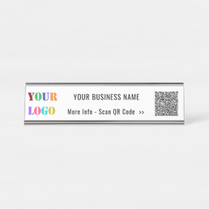 Porte-nom Pour Bureau Nom et logo de l'entreprise d'analyse de code QR p