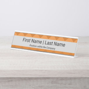 Porte-nom Pour Bureau Nom et position Sans Serif Police Gris Orange