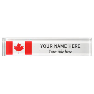 Porte-nom Pour Bureau Nom et titre personnalisés Drapeau canadien