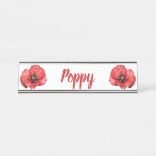 Porte-nom Pour Bureau Nom floral classique du pavot