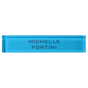 Porte-nom Pour Bureau Nom lisible moderne bleu ciel et bleu océan