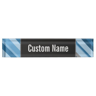 Porte-nom Pour Bureau Nom personnalisé + Modules de bureau bleu et gris