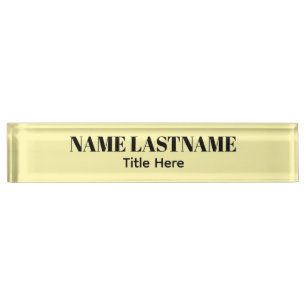 Porte-nom Pour Bureau Nom personnalisé noir et jaune élégant