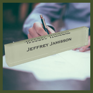 Porte-nom Pour Bureau Nom personnalisé Sage vert acrylique