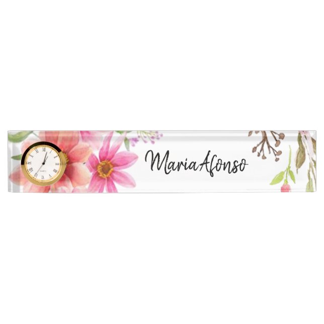 Porte-nom Pour Bureau Nom Plate Floral (Devant)