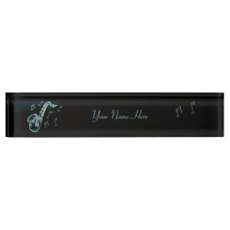 Porte-nom Pour Bureau Notes de saxophone et de musique