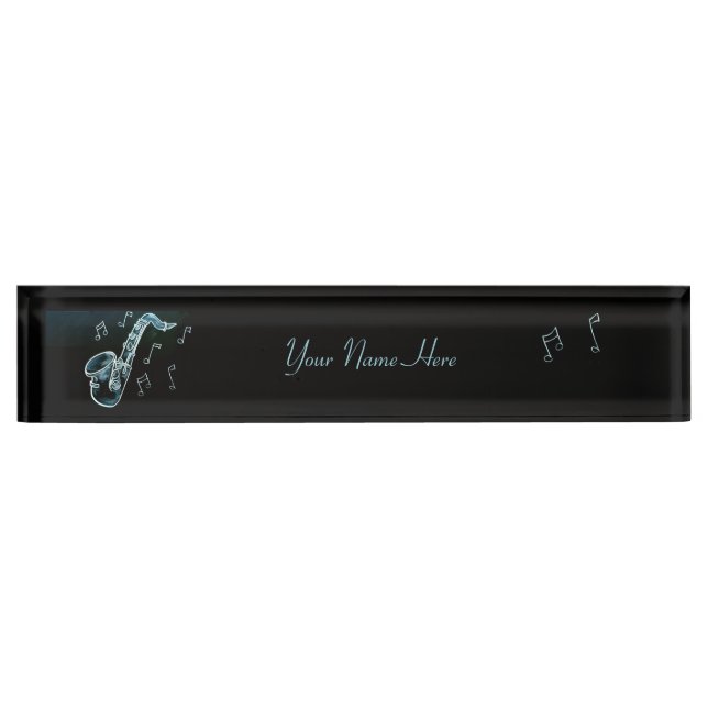 Porte-nom Pour Bureau Notes de saxophone et de musique (Devant)