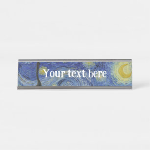 Porte-nom Pour Bureau "Nuit étoilée" par Van Gogh