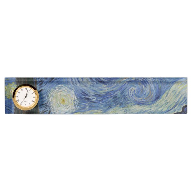 Porte-nom Pour Bureau Nuit étoilée par Vincent Van Gogh (Devant)