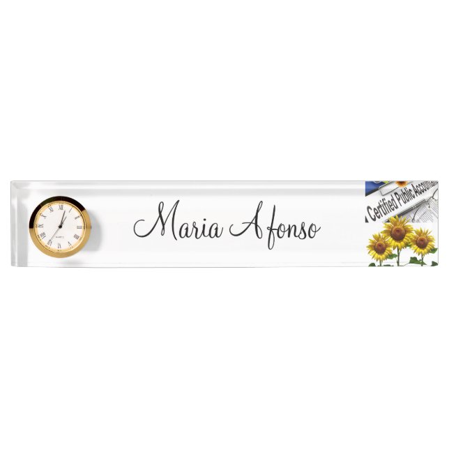 Porte-nom Pour Bureau Numéro du bureau comptable du tournesol (Devant)