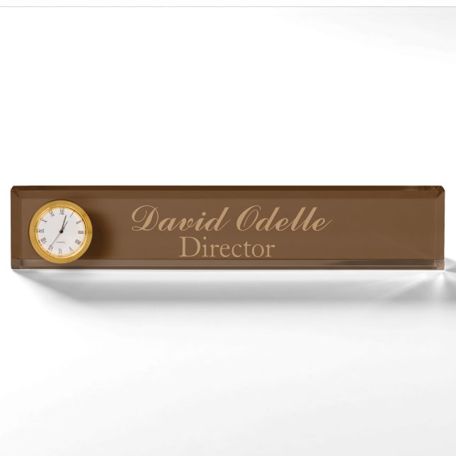 Porte-nom Pour Bureau Numéro du bureau d'horloge personnalisé (Devant)